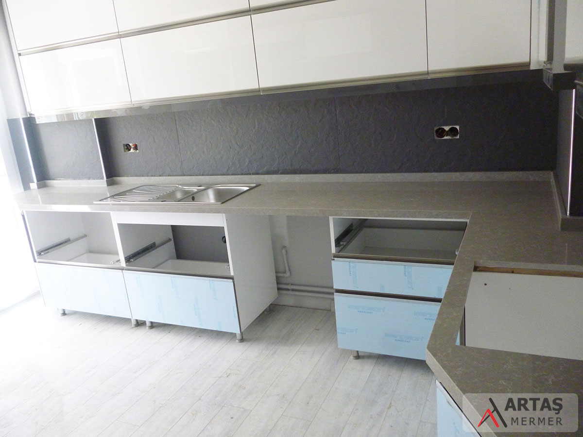 Tundra Gri Çimstone Mutfak Tezgah Yapımı